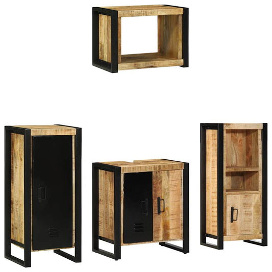 Set di mobili per il bagno 4 pz Marrone e Nero | homemem39