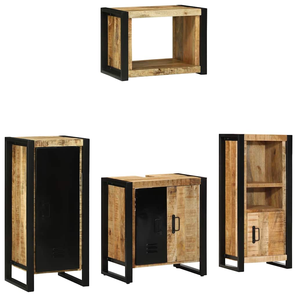 Set di mobili per il bagno 4 pz Marrone e Nero | homemem39
