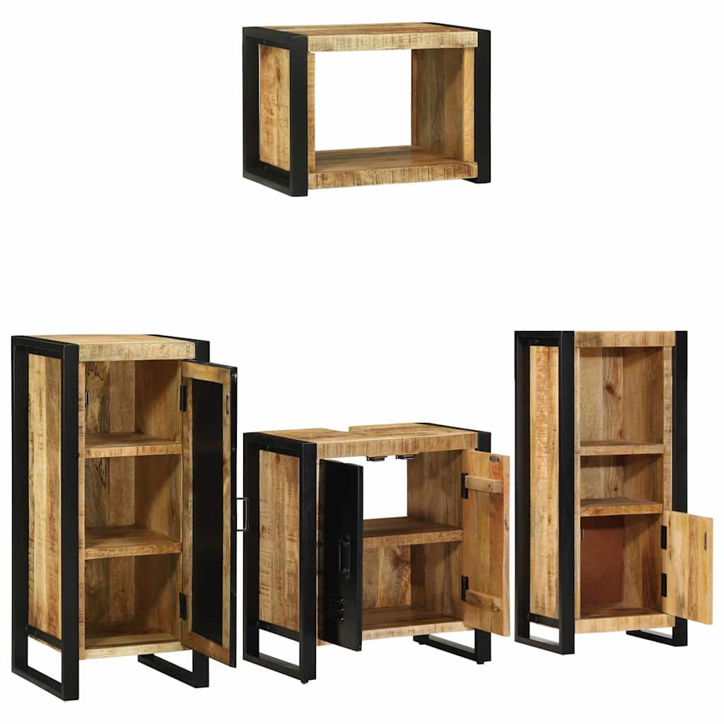 Set di mobili per il bagno 4 pz Marrone e Nero | homemem39