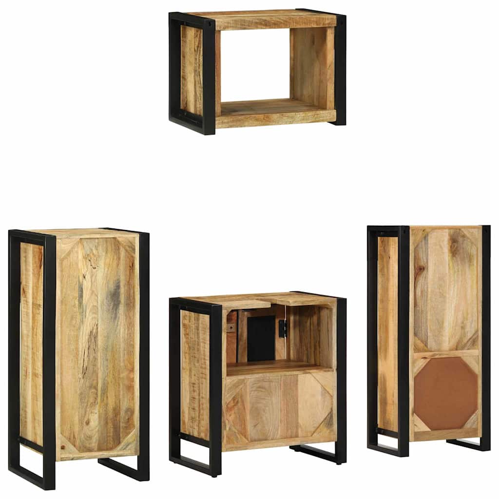 Set di mobili per il bagno 4 pz Marrone e Nero | homemem39