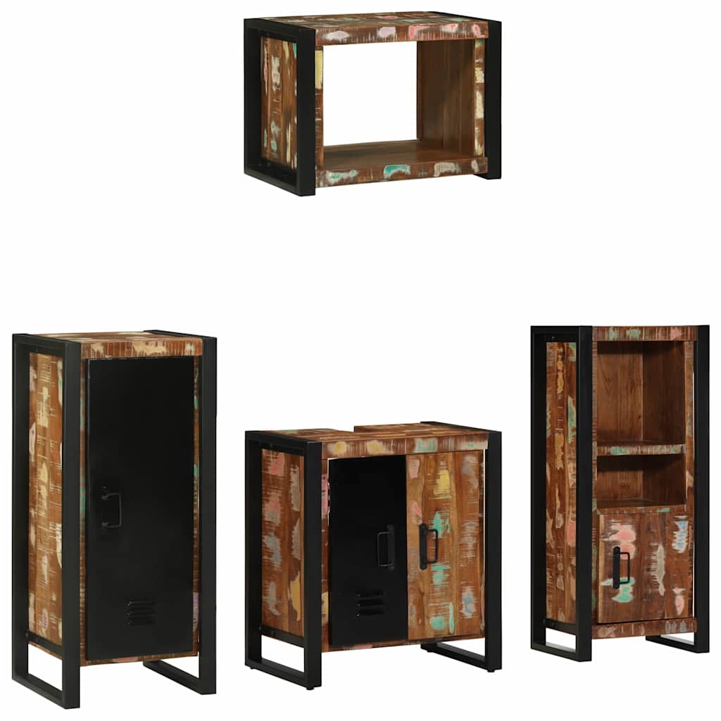 Set di mobili per il bagno 4 pcs Legno Recuperato Massello | homemem39