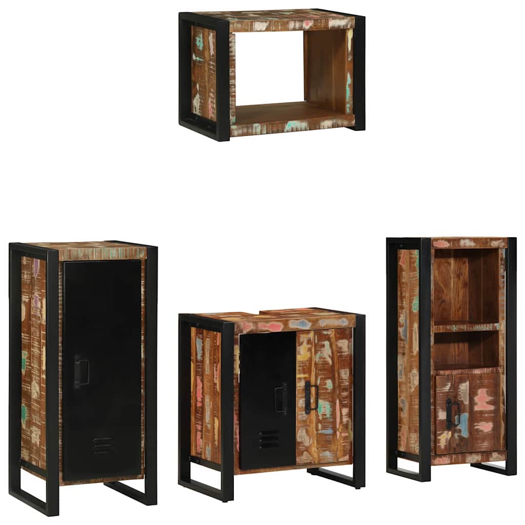 Set di mobili per il bagno 4 pcs Legno Recuperato Massello | homemem39