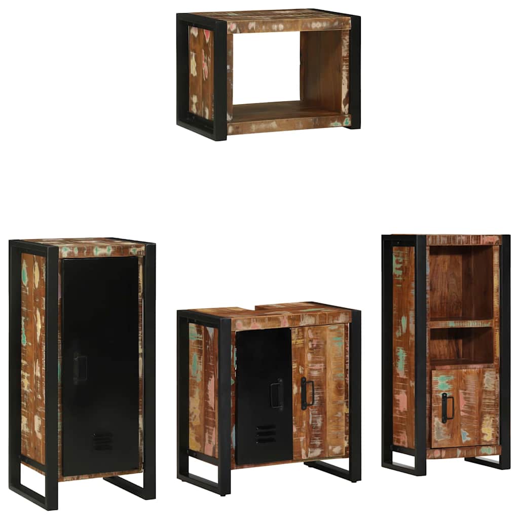 Set di mobili per il bagno 4 pcs Legno Recuperato Massello | homemem39