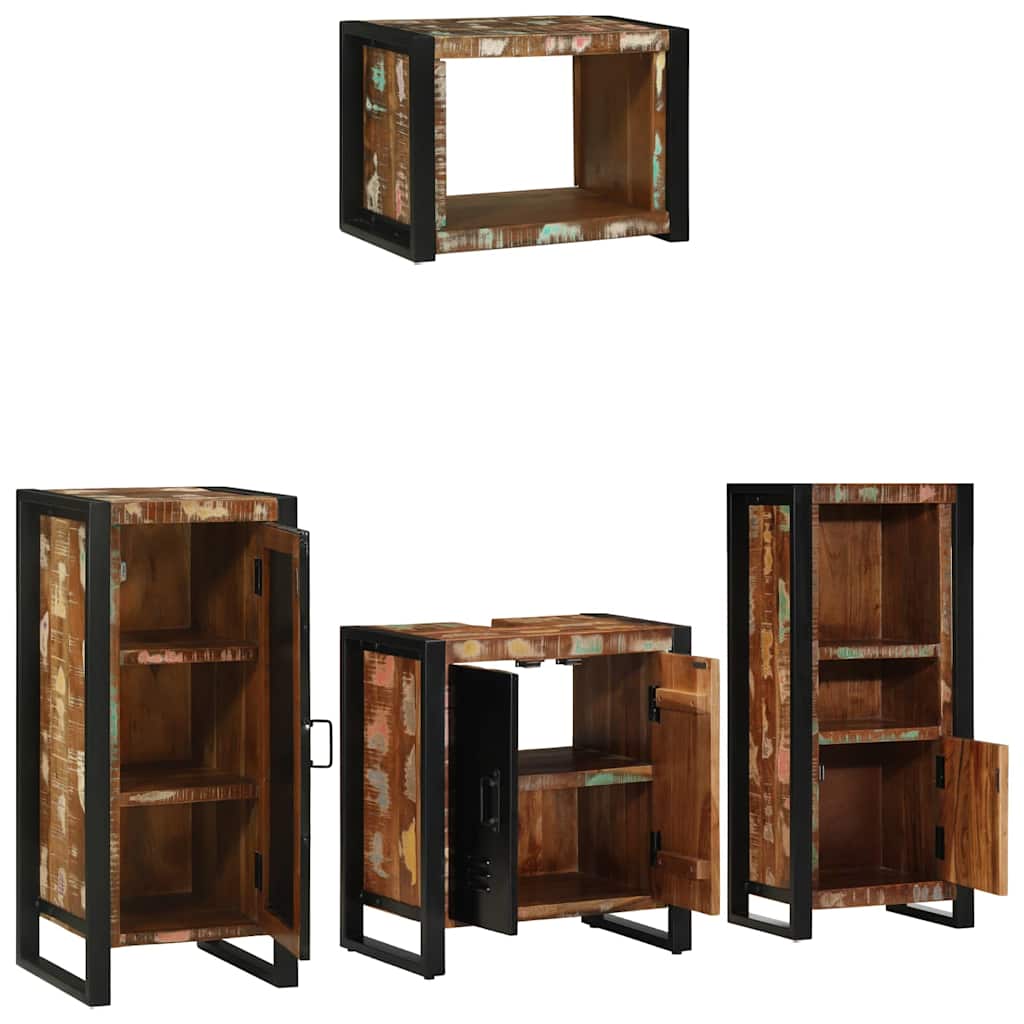 Set di mobili per il bagno 4 pcs Legno Recuperato Massello | homemem39