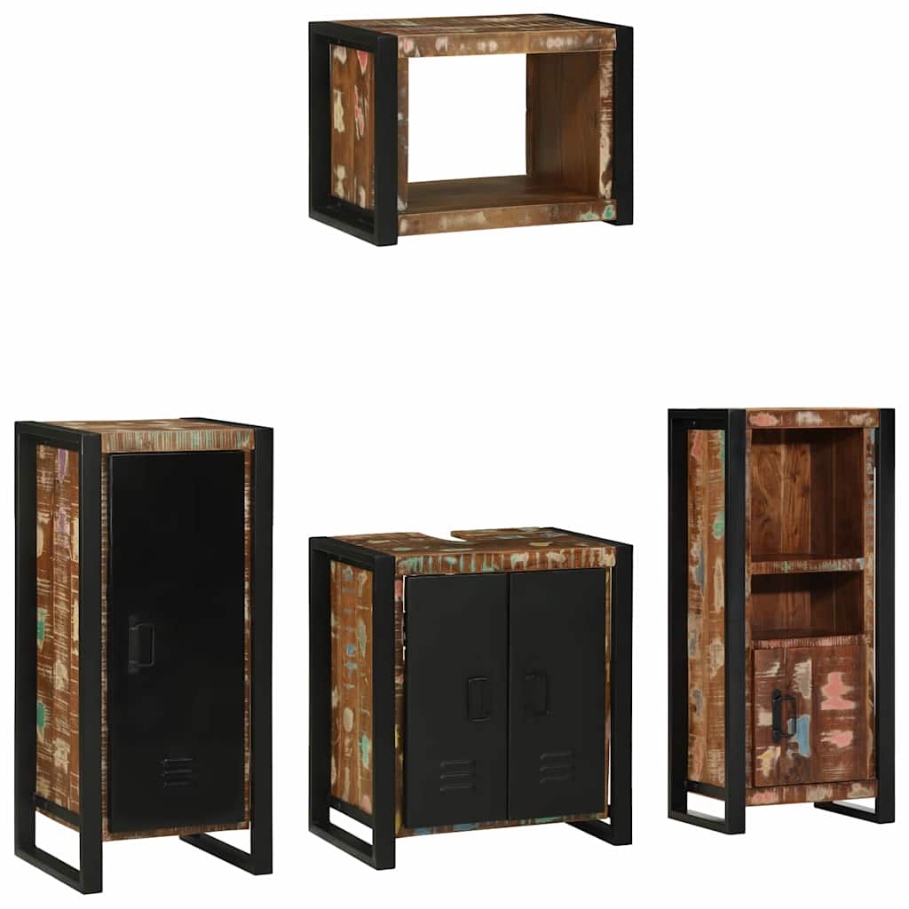 Set di mobili per il bagno 4 pcs Legno Recuperato Massello | homemem39