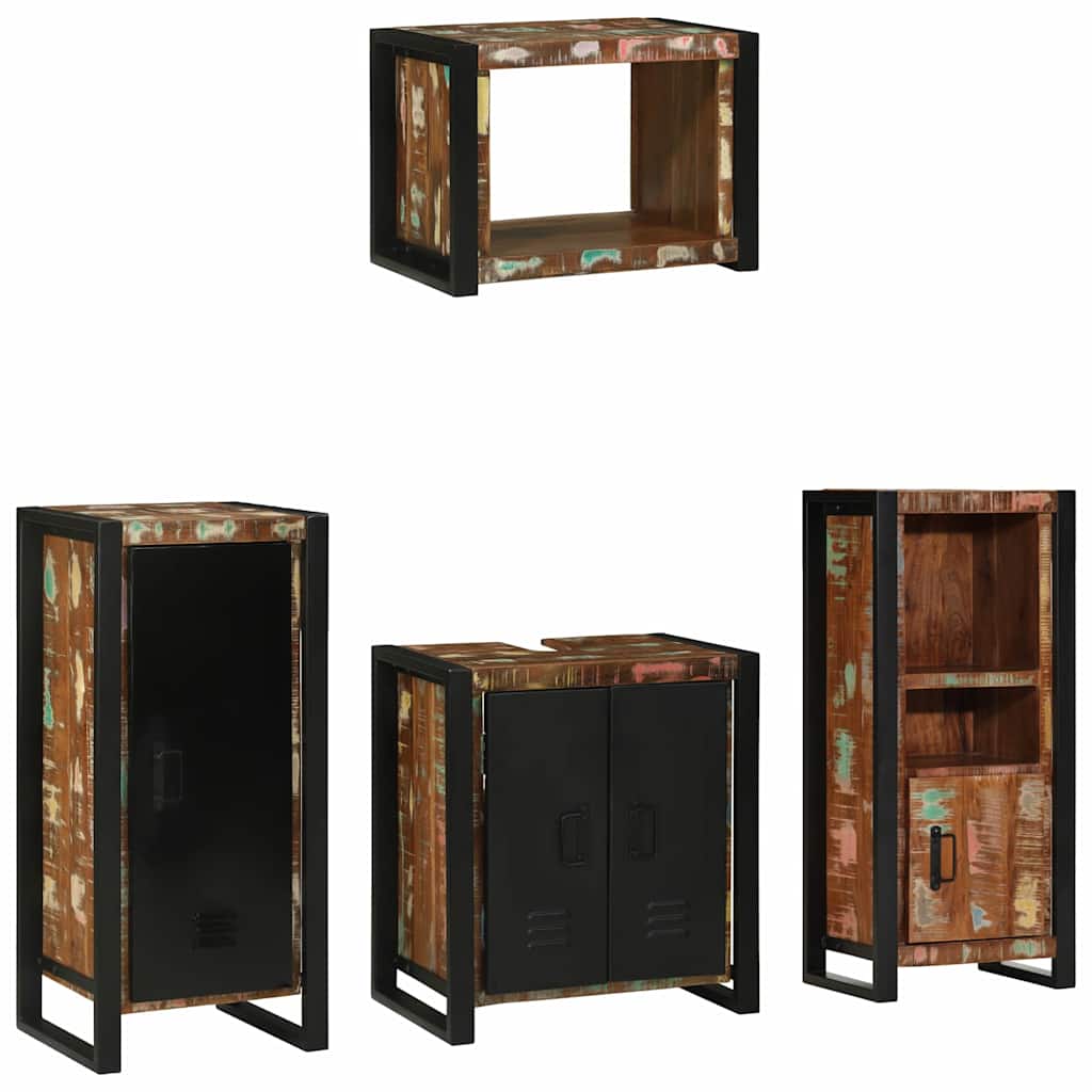 Set di mobili per il bagno 4 pcs Legno Recuperato Massello | homemem39