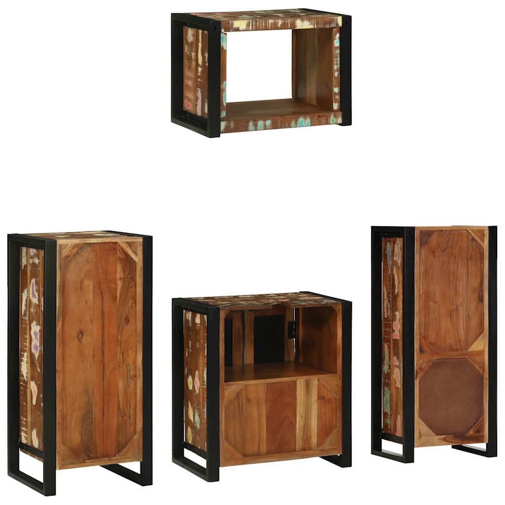 Set di mobili per il bagno 4 pcs Legno Recuperato Massello | homemem39