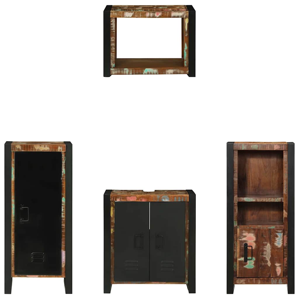 Set di mobili per il bagno 4 pcs Legno Recuperato Massello | homemem39