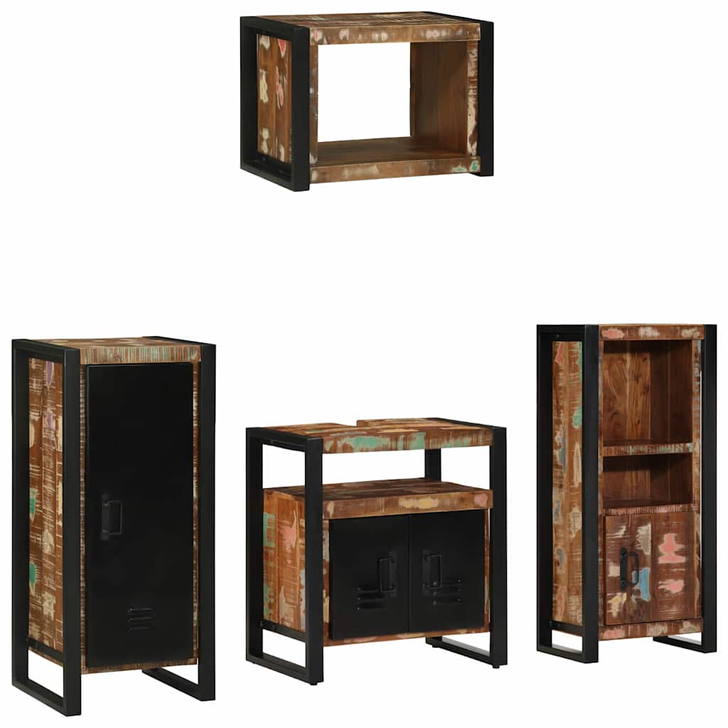 Set di mobili per il bagno 4 pcs Legno Recuperato Massello | homemem39