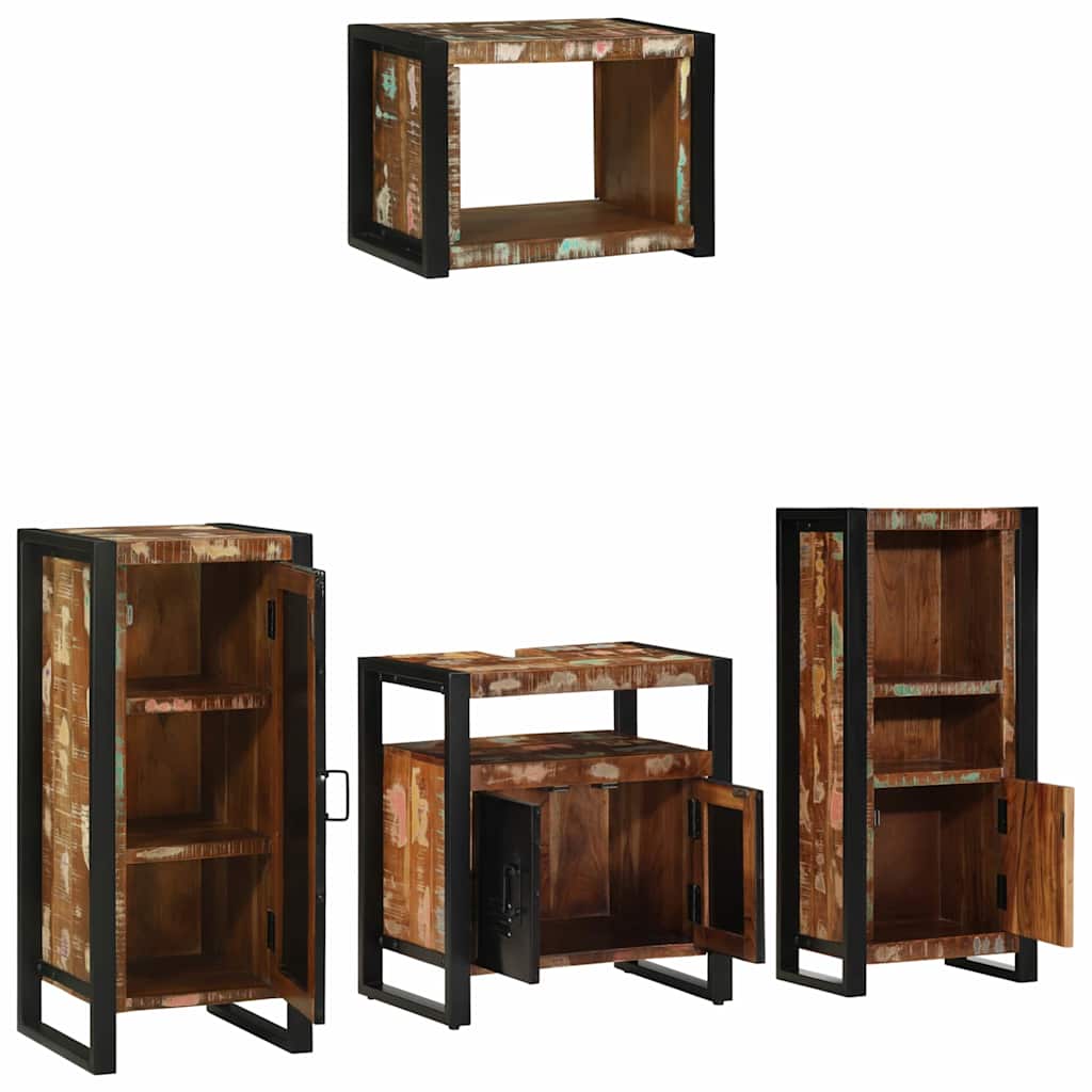 Set di mobili per il bagno 4 pcs Legno Recuperato Massello | homemem39