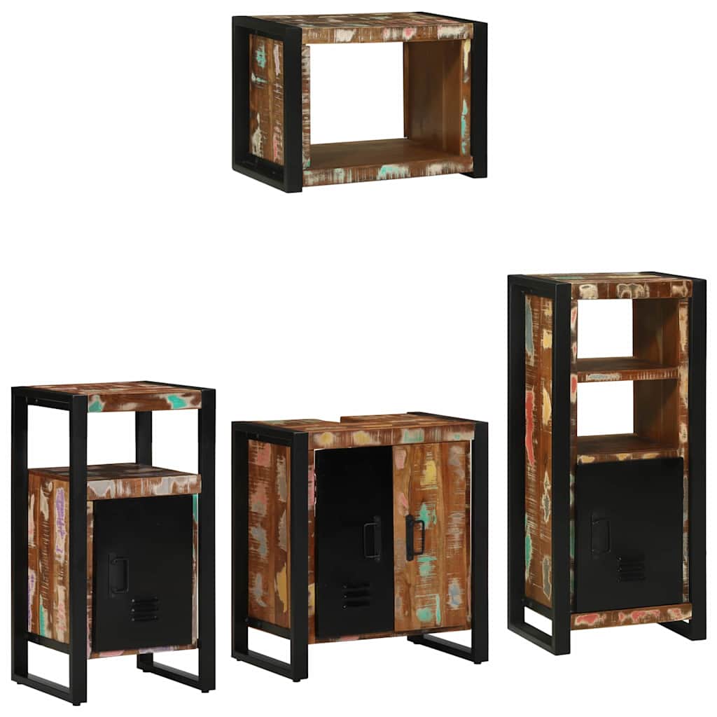 Set di mobili per il bagno 4 pcs Legno Recuperato Massello | homemem39