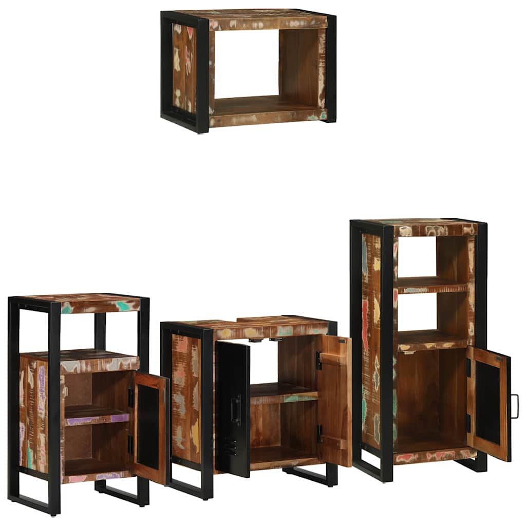 Set di mobili per il bagno 4 pcs Legno Recuperato Massello | homemem39