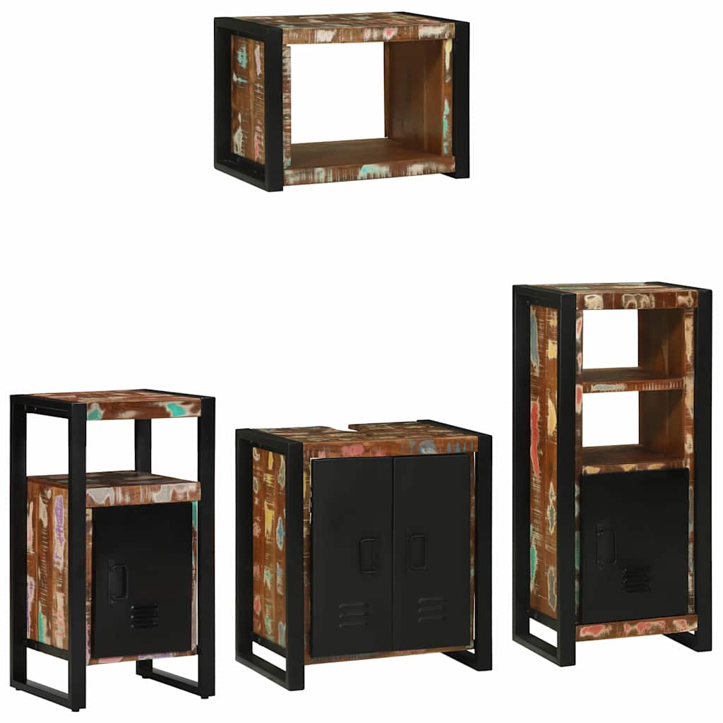 Set di mobili per il bagno 4 pcs Legno Recuperato Massello | homemem39