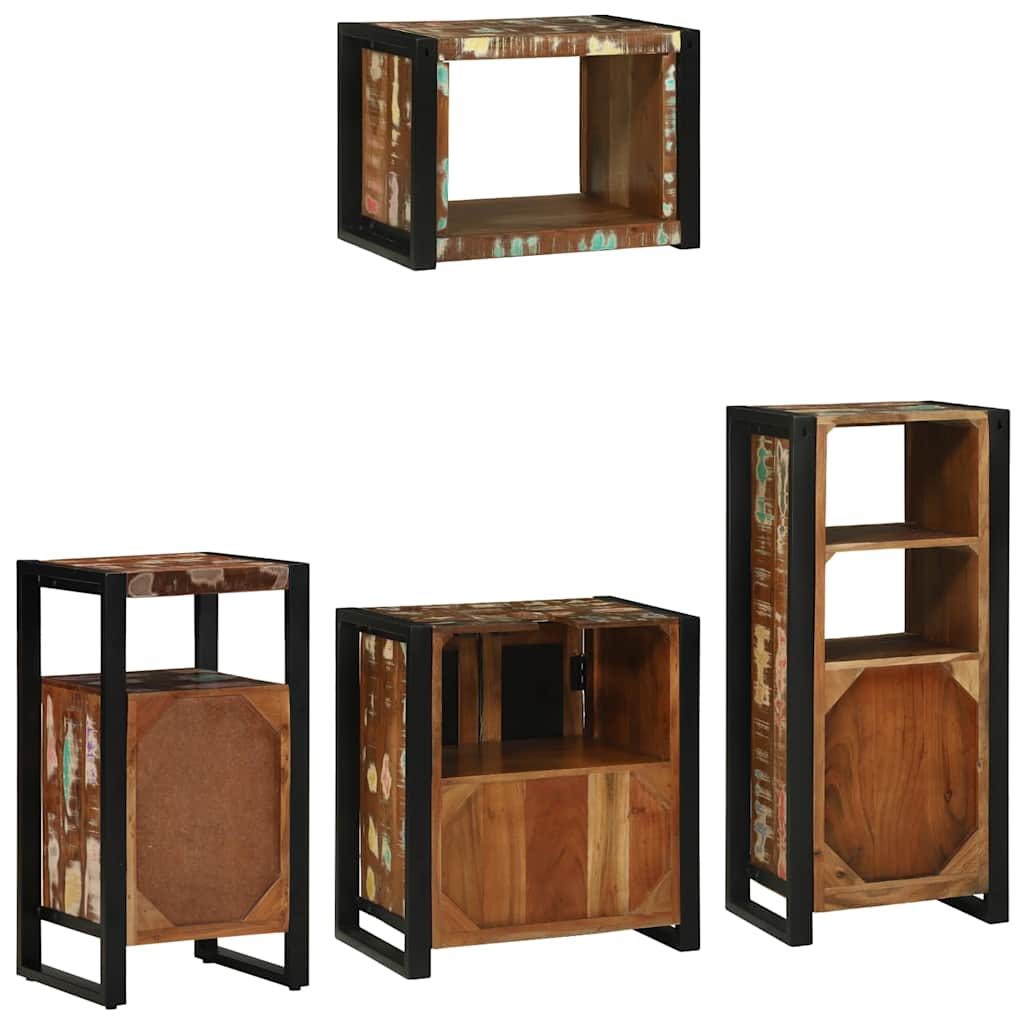Set di mobili per il bagno 4 pcs Legno Recuperato Massello | homemem39