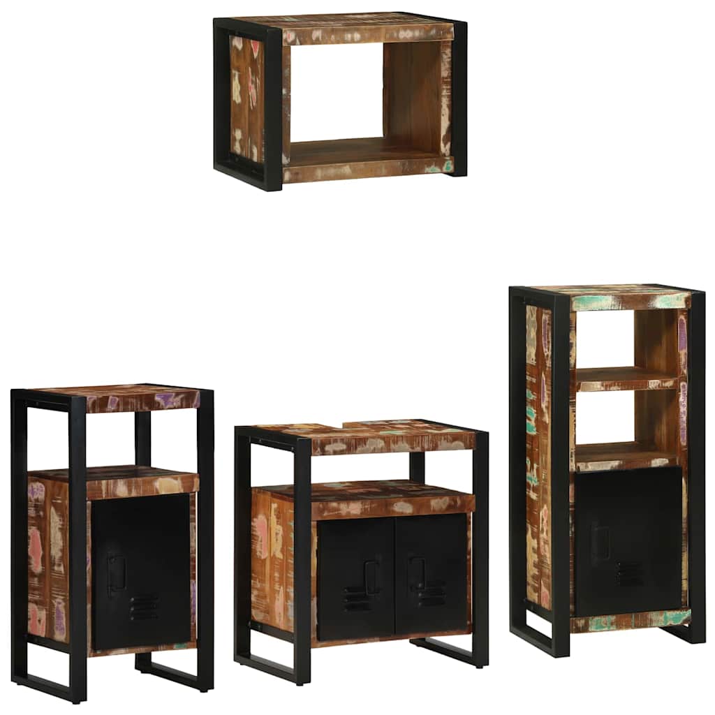 Set di mobili per il bagno 4 pcs Legno Recuperato Massello | homemem39