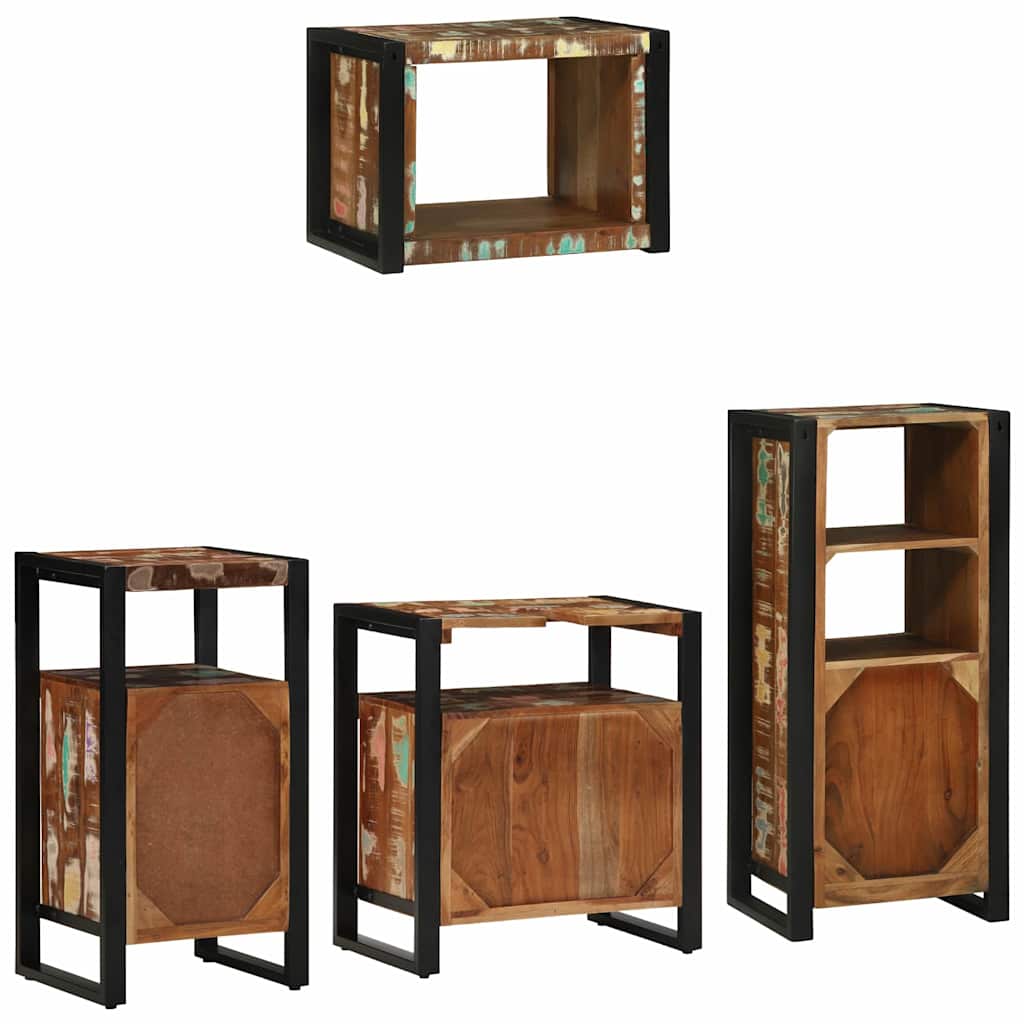 Set di mobili per il bagno 4 pcs Legno Recuperato Massello | homemem39