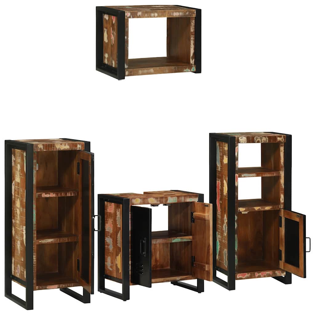 Set di mobili per il bagno 4 pcs Legno Recuperato Massello | homemem39