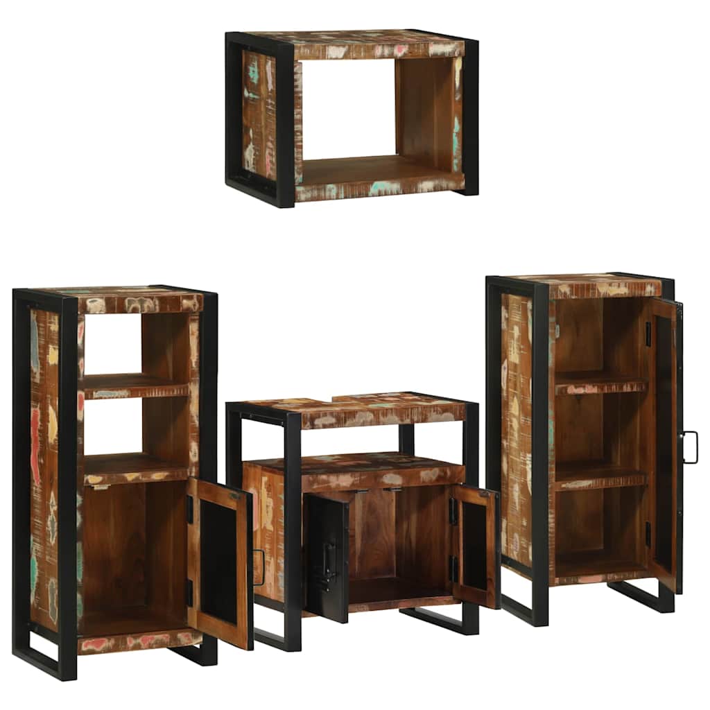 Set di mobili per il bagno 4 pcs Legno massello riciclato | homemem39