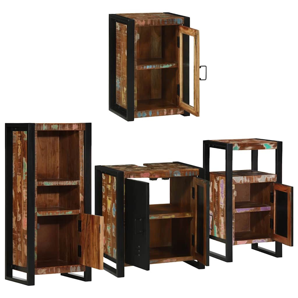Set di mobili per il bagno 4 pcs Legno massello riciclato | homemem39