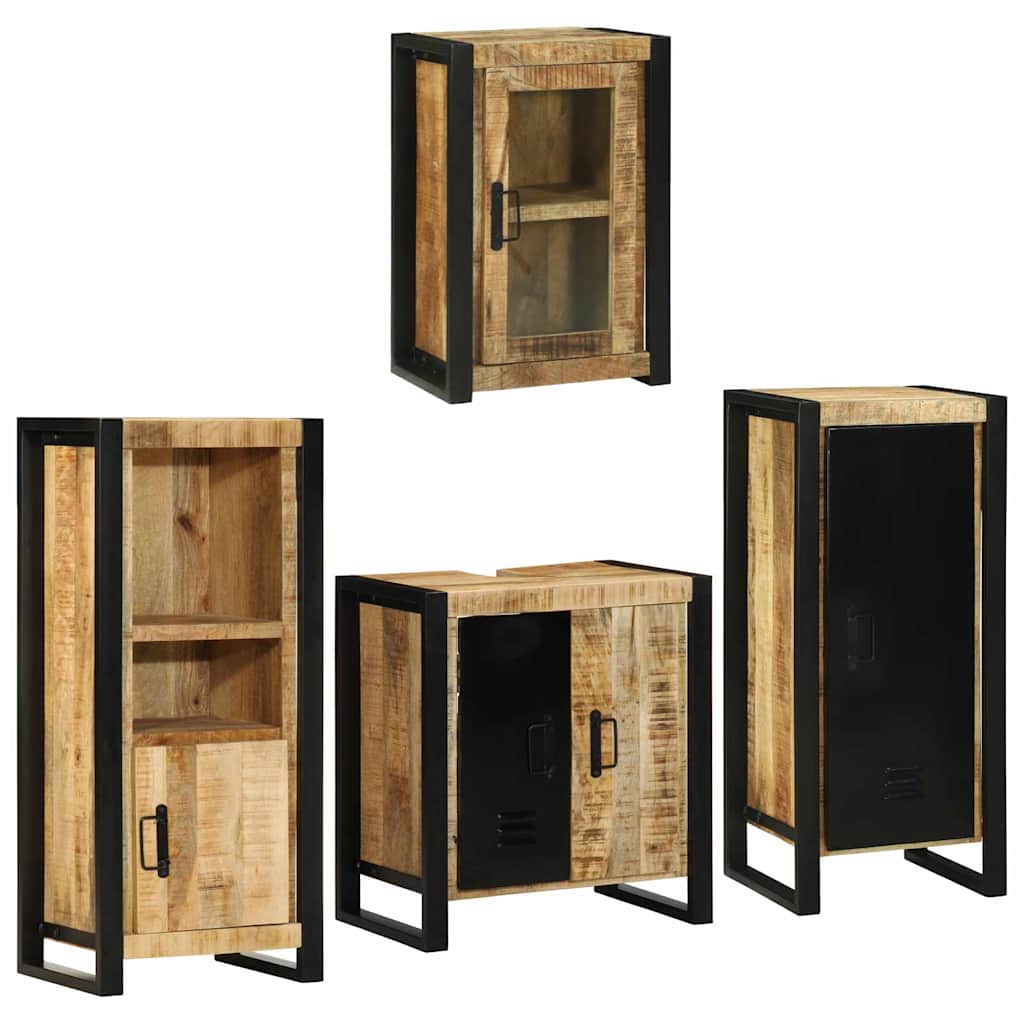 Set di mobili per il bagno 4 pz Marrone Legno di Mango Massello | homemem39
