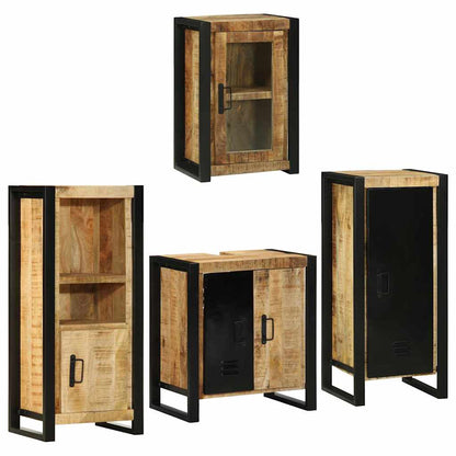 Set di mobili per il bagno 4 pz Marrone Legno di Mango Massello | homemem39