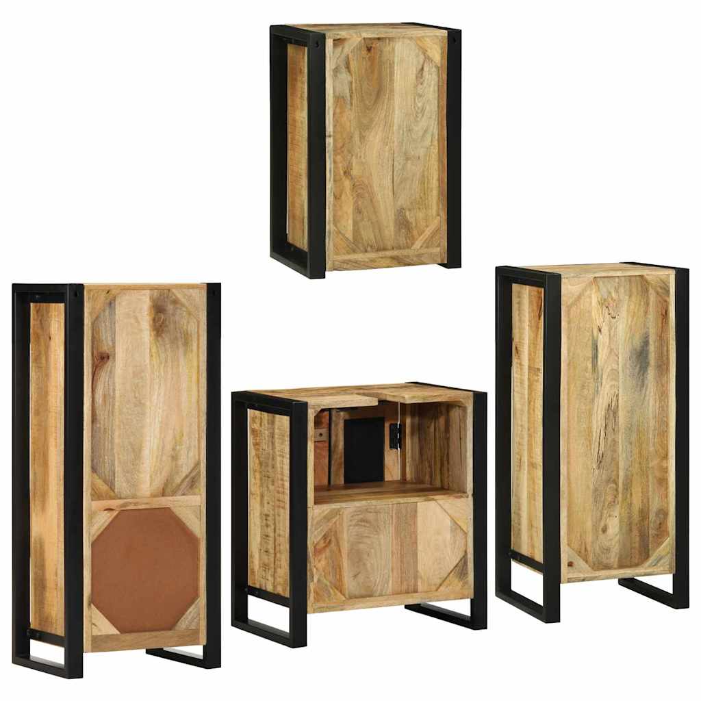 Set di mobili per il bagno 4 pz Marrone Legno di Mango Massello | homemem39