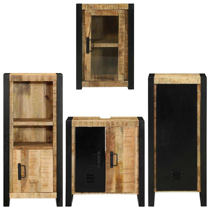 Set di mobili per il bagno 4 pz Marrone Legno di Mango Massello | homemem39
