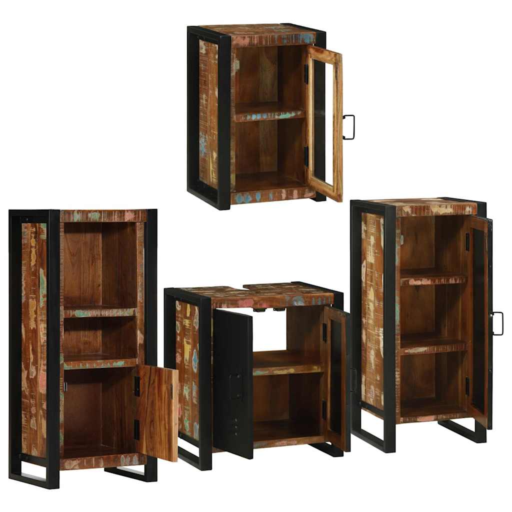 Set di mobili per il bagno 4 pcs Legno massello riciclato | homemem39