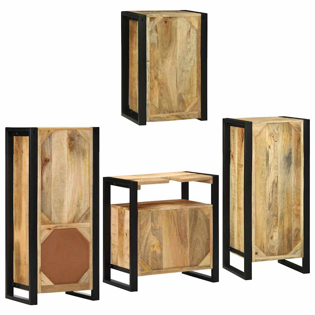 Set di mobili per il bagno 4 pz Marrone Legno di Mango Massello | homemem39