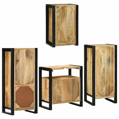 Set di mobili per il bagno 4 pz Marrone Legno di Mango Massello | homemem39