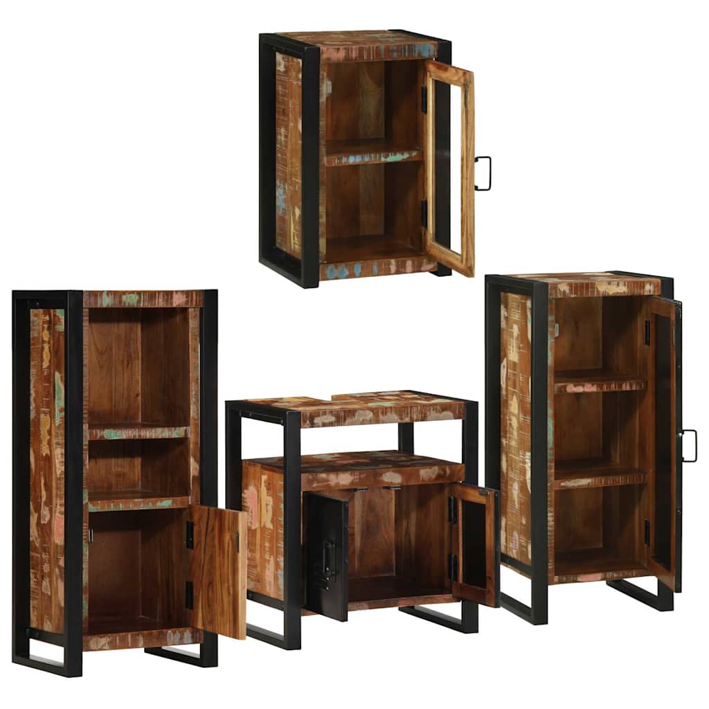 Set di mobili per il bagno 4 pcs Legno massello riciclato | homemem39