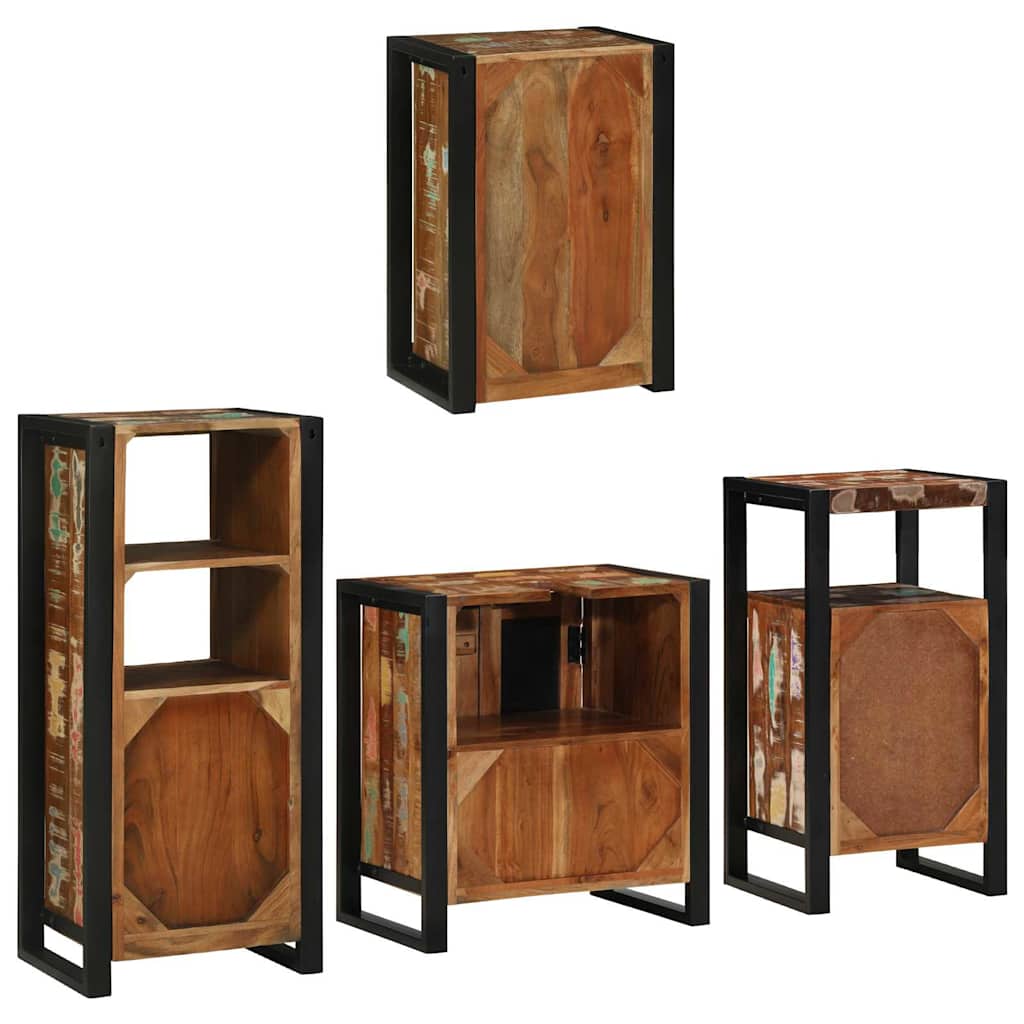 Set di mobili per il bagno 4 pcs Legno massello riciclato | homemem39