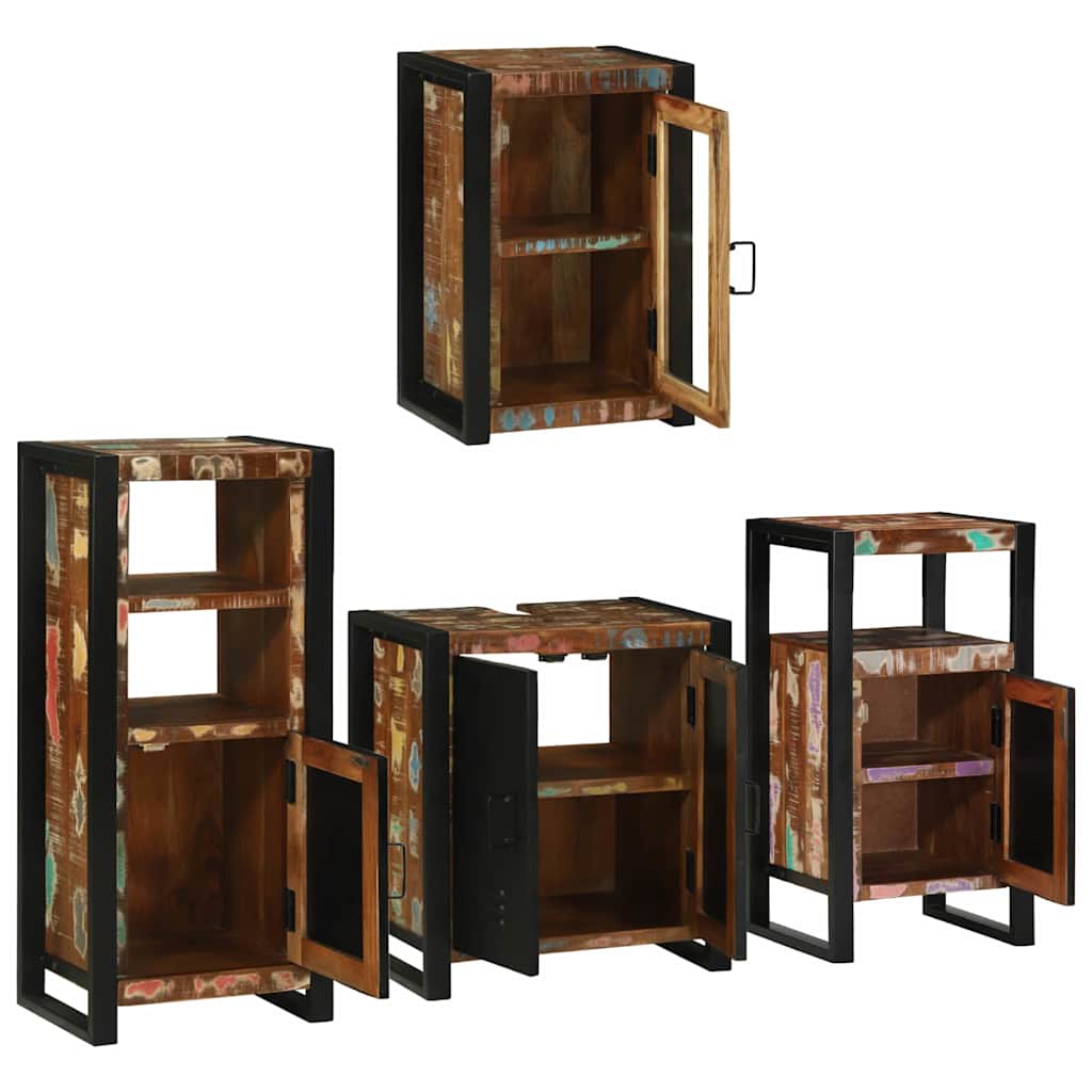 Set di mobili per il bagno 4 pcs Legno massello riciclato | homemem39