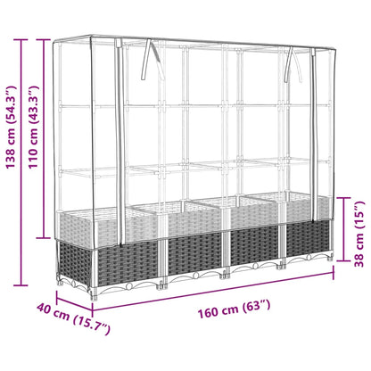 Letto Rialzato con Copertura Serra Effetto Rattan 160x40x138 cm