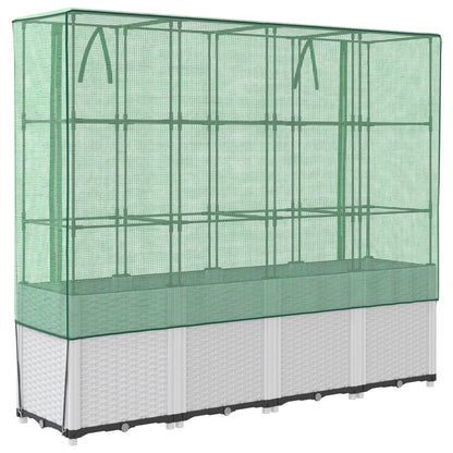 Letto Rialzato con Copertura Serra Effetto Rattan 160x40x153 cm