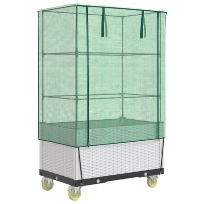 Letto Rialzato con Copertura e Ruote Effetto Rattan 80x50x182cm | homemem39