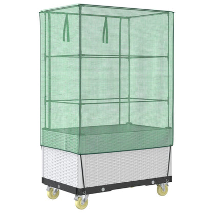 Letto Rialzato con Copertura e Ruote Effetto Rattan 80x50x182cm | homemem39