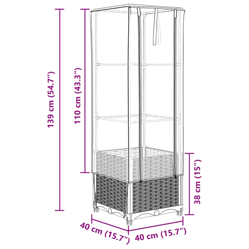 Letto Rialzato con Copertura Serra Effetto Rattan 40x40x139 cm | homemem39