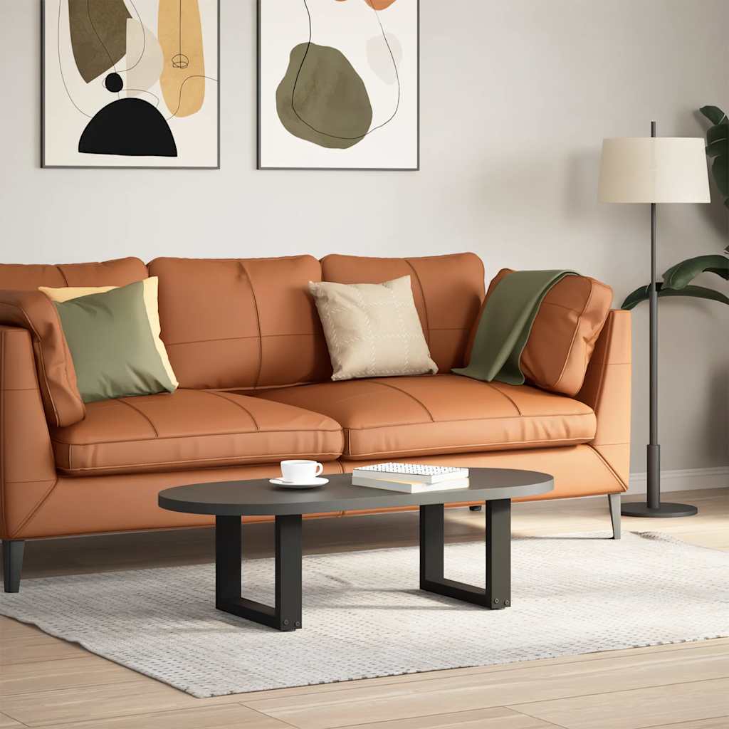 Gambe per Tavolino da Caffè a Forma di U 2 pz Nere 30x(30-31) cm Acciaio