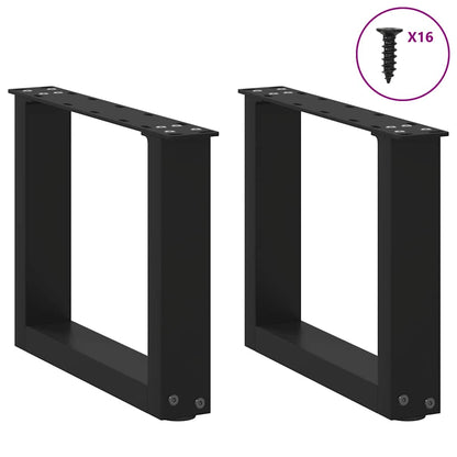 Gambe per Tavolino da Caffè a Forma di U 2 pz Nere 30x(30-31) cm Acciaio