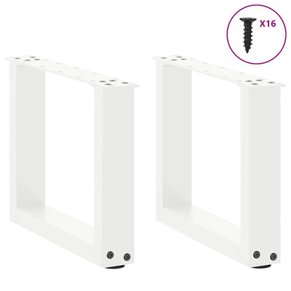 Gambe Tavolino da Caffè a U 2 pz Bianco 30x(30-31)cm in Acciaio