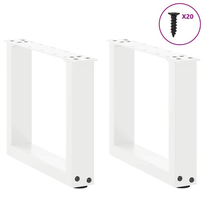 Gambe Tavolino da Caffè a U 2 pz Bianco 40x(30-31)cm in Acciaio