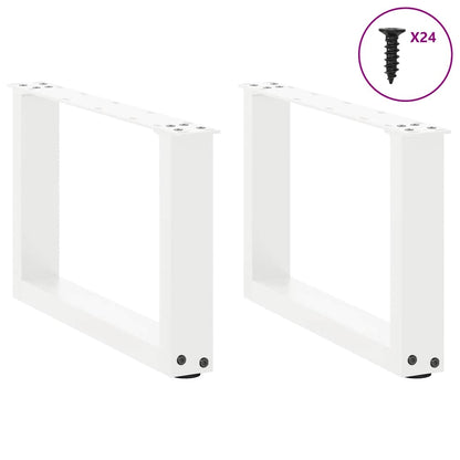 Gambe Tavolino da Caffè a U 2 pz Bianco 50x(30-31)cm in Acciaio