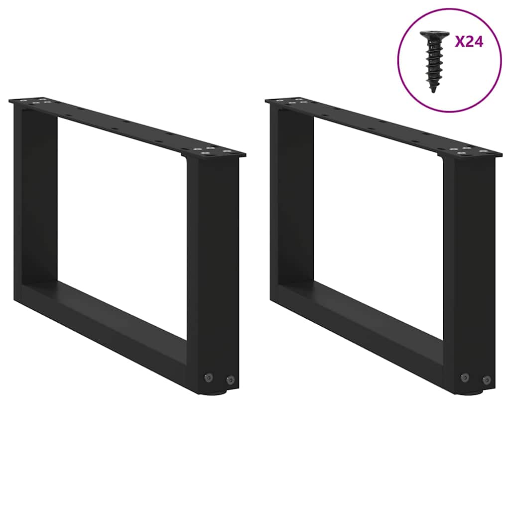 Gambe Tavolino da Caffè a U 2 pz Nero 60x(30-31) cm in Acciaio