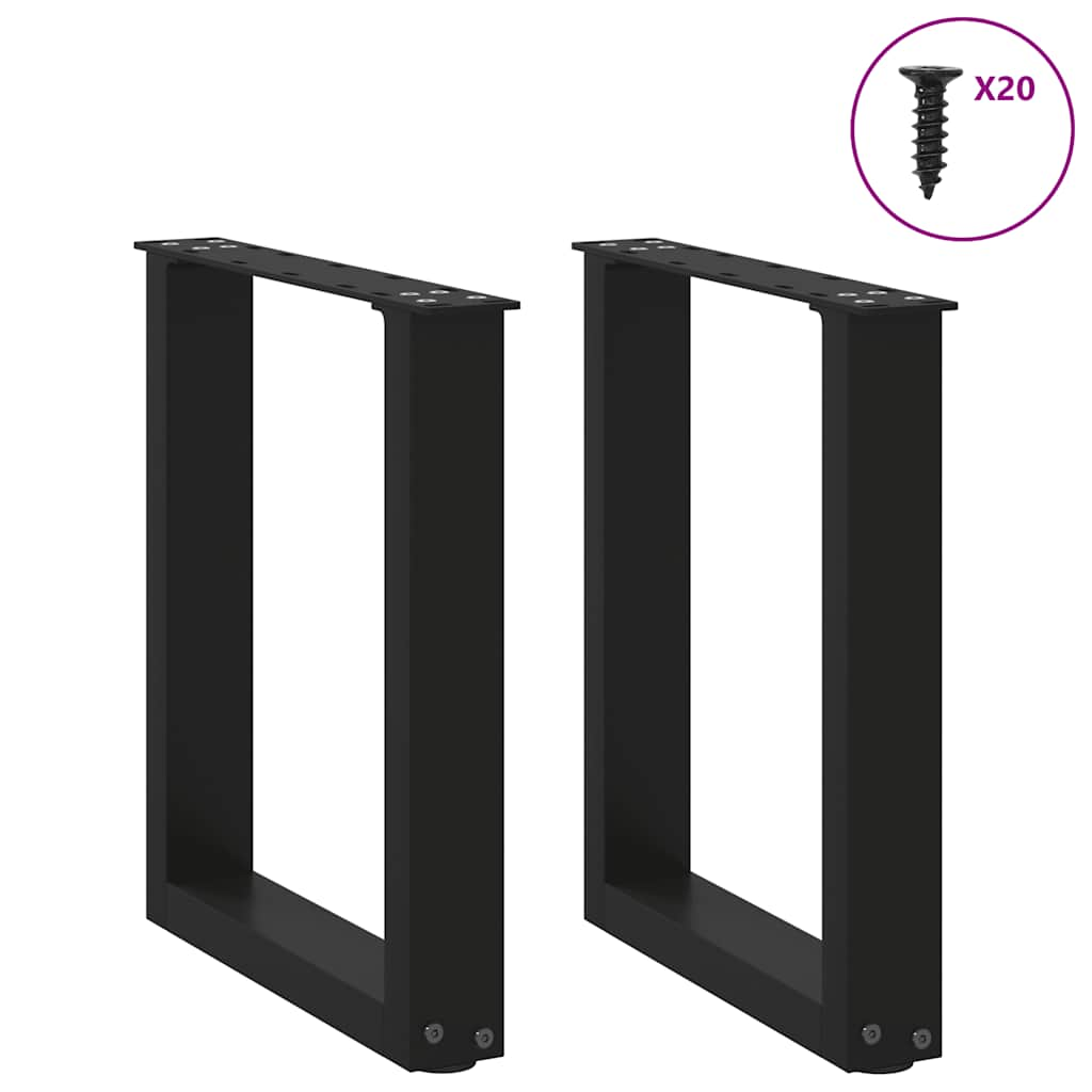 Gambe Tavolino Caffè a U 2 pz Nero 38x(42-43)cm Acciaio