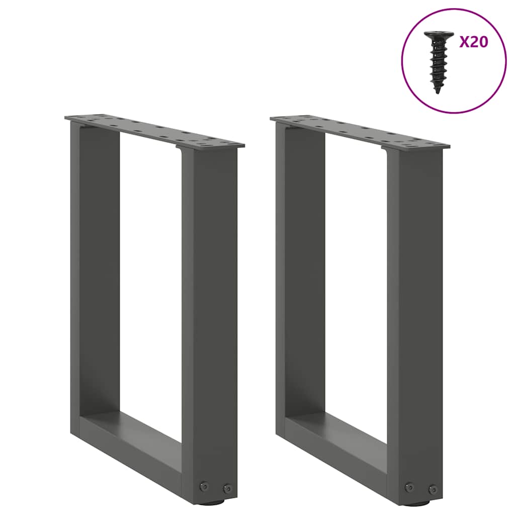 Gambe per Tavolino da Caffè forma U 2 pz Antracite 38x(42-43)cm