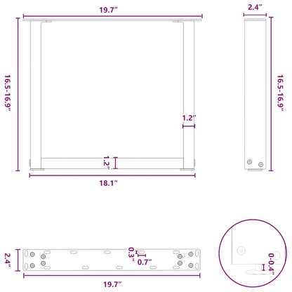 Gambe per Tavolino da Caffè forma U 2 pz Naturale 50x(42-43) cm
