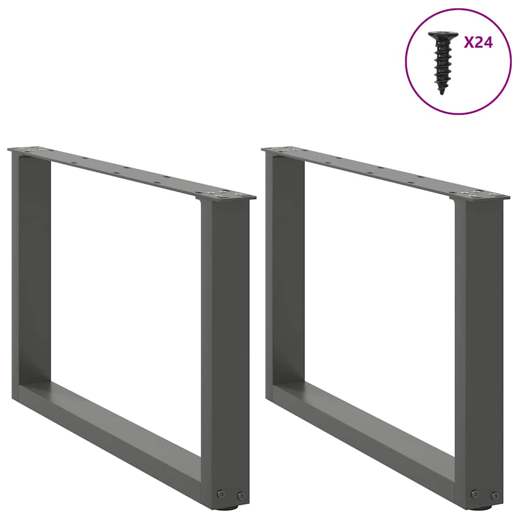 Gambe per Tavolino da Caffè a Forma di U 2 pz Antracite 60x(42-43) cm Acciaio