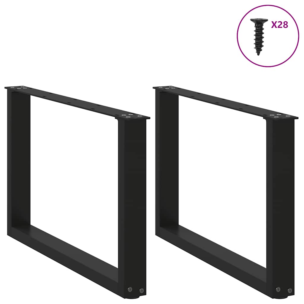 Gambe per Tavolino da Caffè a Forma di U 2 pz Nere 70x(42-43)cm