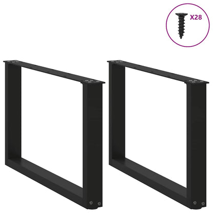 Gambe per Tavolino da Caffè a Forma di U 2 pz Nere 70x(42-43)cm